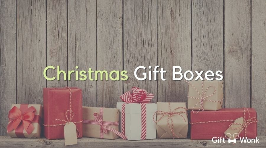 The Best Christmas Gift Box Ideas title image with gifts in the background