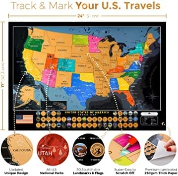 christmas gift ideas for kids - a fun map of the USA - track & mark your US travels